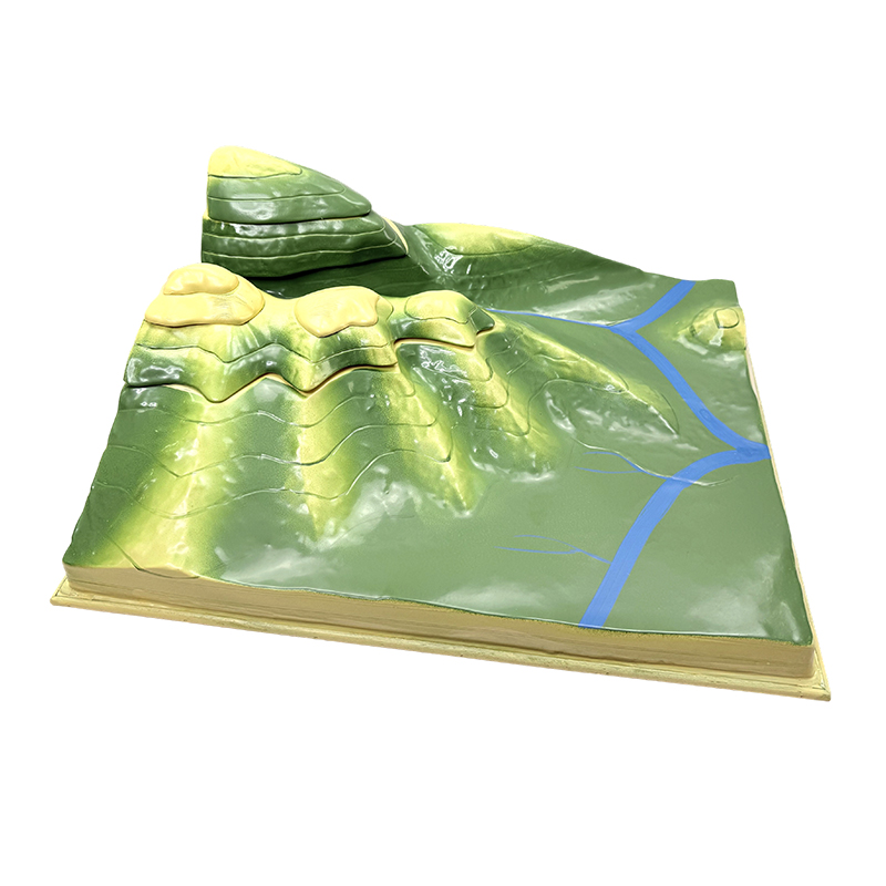 Sedimentary rock landform na naaalis na contour line model para sa pag-aaral ng heograpiya